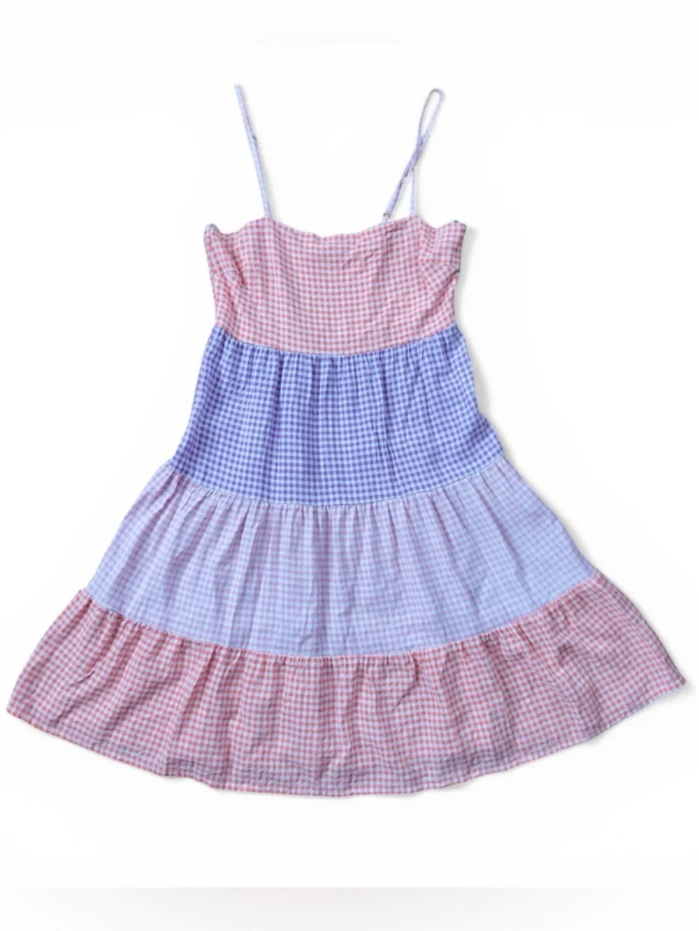 Tiered Gingham Plaid Mini Dress